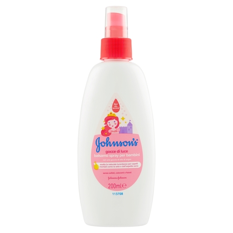 Johnson's Baby Balsamo Spray Per Bambini Gocce Di Luce, Ipoallergenico E A Ph Bilanciato, 200ml